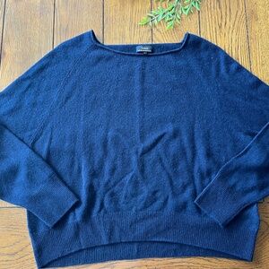 QUINCE Navy Mongolian Cashmere Boatneck Sweater XL